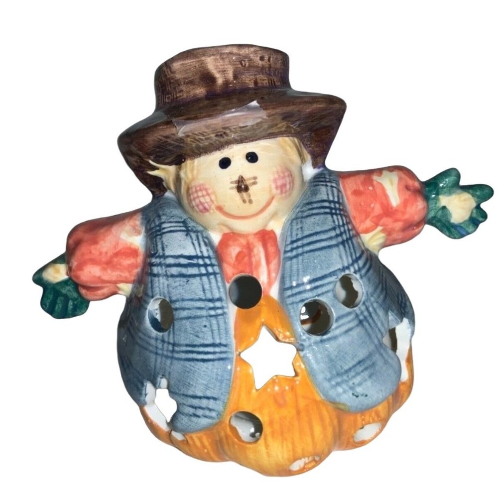 Ceramic Scarecrow Tea-light Candle Holder— 5 inch